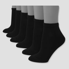 Hanes Women's 6-Pack Ankle Socks - Black 8-12 Ankle Length Socks, 6 Pack Women, Style Inspiration Classy, Heel Stretch, Low Cut Socks, Ankle Socks Women, Sock Packs, Women's Tie, Black Socks