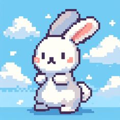 the pixel art is very cute and it looks like an easter bunny with pink ears