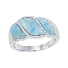 Sterling Silver Larimar Wave Ring | null Hand Rings, Larimar Rings, Larimar Jewelry, Pretty Rocks, Larimar Stone, Spoon Jewelry, Wave Ring, Hot Jewelry, Right Hand Rings