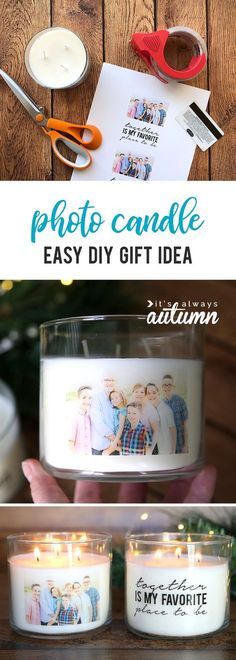 the diy photo candle gift idea is easy to make