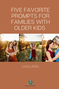 Family Of 4 Picture Prompts, Photographer Prompts For Families, Family Time Photography, Posing Older Families, Prompts For Photo Shoots, How To Pose For Pictures With Family, Family Photo Poses For 3, Lifestyle Family Photos Outdoor, Family Photo Shoot Prompts