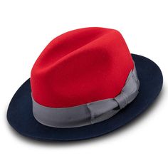 Red Wool Felt Hat 2 ¼ Wide Navy Brim Popular Hats, Mens Hats Fashion, Fedora Hat Men, Flat Caps, Red Fur, Mens Sport Coat, Cap Dress, Hat For Man, Mens Fashion Suits