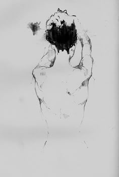 a black and white drawing of a naked man