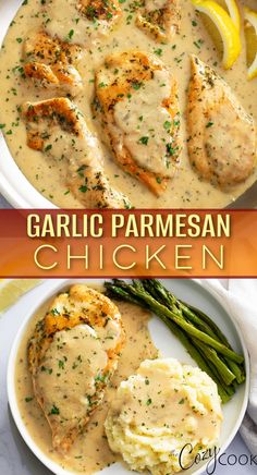 garlic parmesan chicken with mashed potatoes and asparagus Quick Weekly Meals, 1lb Chicken Recipes, Quick Easy Sunday Dinner Families, Good Summer Dinner Recipes, Best Ever Dinner Recipes, Easy But Filling Dinners, Meal Ideas Cheap Budget Recipes, One Pan Chicken Dinner Skillet, Easy Chicken Recipes For Family