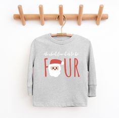 Designed to bring the best to the youngest of us all, the custom toddler long-sleeve tee is made from 100% combed ringspun cotton fine jersey. Built to last, the garment features a topstitched ribbed collar and shoulder-to-shoulder self-fabric back-neck taping. These inclusions boost durability, fit, and comfort. The label is EasyTear™, a nice feature for those with sensitive skin.  .: 100% combed, ring-spun cotton (fiber content may vary for different colors) .: Light fabric (4.5 oz/yd² (153 g/m .: Toddler unisex fit .: Tear away label Four Birthday Shirt, Neck Taping, Oh What Fun, Fourth Birthday, Winter Birthday, Birthday Tshirts, Birthday Shirt, 4th Birthday, Shirt Price