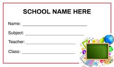 a school name certificate with an image of a blackboard and colorful objects on it