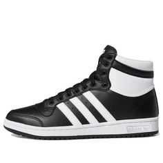 adidas Top Ten 'Black White' FV6132 (SNKR/Skate/High Top) Black Three Stripes Sneakers For Skateboarding, Black Adidas Logo Lace-up Skate Shoes, Black Adidas Lace-up Skate Shoes, Casual Black High-top Sneakers For Sports, Classic Adidas High-top Sneakers For Sports, Adidas Classic High-top Sneakers For Streetwear, Classic Adidas Skate Shoes For Streetwear, Black Skate Shoes With Three Stripes, Classic Adidas High-top Sneakers With Logo