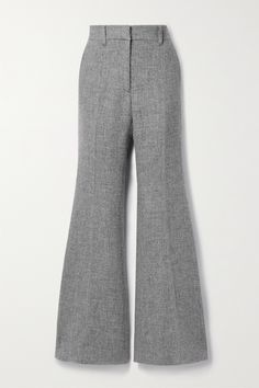 Gabriela Hearst's 'Rhein' pants are made from a blend of cashmere and linen - the fabrics are known for their warmth and breathability, respectively, so they'll be comfortable to wear during most seasons. They sit high on the waist and have flared cuffs. Wear yours with the matching 'Mayte' vest and loafers. Full-length Wool Bottoms For Spring, Wool Full-length Bottoms For Spring, Wool Full Length Bottoms For Spring, Wool Spring Bottoms Full Length, Spring Wool Bottoms, Wool Full Length Pants For Spring, Full Length Wool Pants For Spring, Spring Wool Wide-leg Pants, Chic Full-length Wool Pants