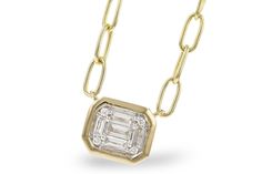 Transform your look with our exquisite Bezel Set Baguette Diamond Pendant. The stunning link chain design showcases a bezel set baguette diamond in your choice of white or yellow gold. Elevate your style and make a statement with this lush pendant. Unique Diamond Necklace, Baguette Diamond Necklace, Diamond Fashion Jewelry, Jewelry Appraisal, Sell Gold, Chain Design, Unique Diamonds, Fashion Jewelry Earrings, Jewelry Repair