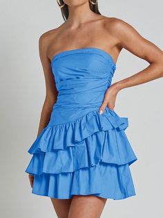 Off shoulder ruffle dress Blue Hoco Dress, Off Shoulder Ruffle Dress, Sadies Dress, Cute Formal Dresses, Cute Homecoming Dresses, Hoco Dress, Shoulder Ruffle Dress, Theme Dress, Grad Dresses