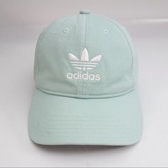 Nwt Adidas Trefoil Originals Women's Relaxed Fit Adjustable Hat Cap Ash Green Adidas Bucket Hat, Adidas Baseball Cap, Adidas Beanie, Yellow Beanie, Pink Tye Dye, Adidas Cap, Bucket Hat White, Adidas Hat, Adidas Trefoil