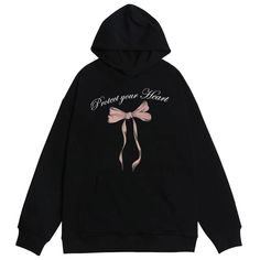 aesthetic tops for women pink bow hoodie black Kawaii Black Hoodie For Fall, Black Kawaii Hoodie For Fall, Black Kawaii Hoodie For Winter, Black Kawaii Hoodie Sweatshirt, Cute Black Sweatshirt For Winter, Cute Black Winter Sweatshirt, Cute Black Long Sleeve Hoodie, Black Kpop Sweatshirt For Streetwear, Kpop Style Black Sweatshirt For Streetwear