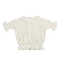 Girl's Clothing P702 White / 4T (110) Cute Hollow Out Knit Pullover Billowy Sleeves, Feminine Top, Woven Sandals, Knitted Top, Blue Shorts, Kids Dress, Knit Dress, Knit Top, Your Skin