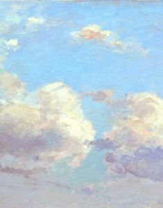 an oil painting of some clouds in the sky