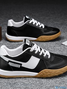 OrcaJump - Mens Sporty Casual Daily Outdoor Walking Shoes PU Breathable Non-Slip Wear Resistant Black and White White/Blue Black Spring/ Casual Black Non-slip Walking Shoes, Black Non-slip Walking Shoes With Flat Heel, Black Flat Heel Walking Shoes For Sports, Black Non-slip Lace-up Walking Shoes, Casual Black Walking Shoes Fade-resistant, Black Leather Breathable Walking Shoes, Casual Black Fade-resistant Walking Shoes, Casual Black Slip-resistant Walking Shoes, Black Slip-resistant Walking Shoes With Round Toe