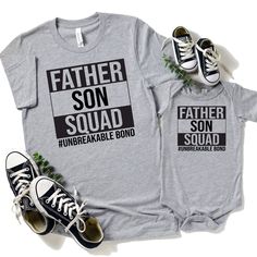 "Father's Day Dad and Son Shirts - Dad Dude Shirts - Daddy Son Shirts - Dad and Me Matching Shirts - Father's Day Matching Shirts -EACH SHIRT IS SOLD SEPARATELY, CHOOSE DESIGN AND SIZE FROM THE DROP DOWN MENU AND THEN PUSH ADD TO CART. REPEAT THE PROCESS UNTIL ALL SHIRTS ARE IN YOUR CART THEN CHECK OUT.- + Machine washable & dryer safe (I recommend drying on delicate) + Design color will depend on the color of the shirt that you select. For more information please check out our color chart i Dad And Son Shirts, Dad And Son, Dad Son, Squad Shirt, Father Son, Fathers Day Shirts, Delicate Design, Boyfriend Fit, Father And Son