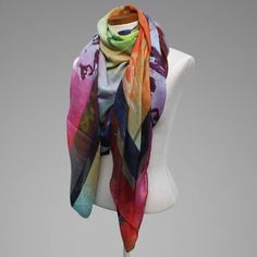 Scarf - This lightweight floral bandana is truly artful, showcasing a print of an original oil painting by Jennifer Bauser. Printed on a lightweight cashmere/modal blend, its a versatile little luxury, with a semi sheer fabric and a slightly larger-than-average size. A beautiful accent piece, its also the perfect size for a classic wrist wrap or head scarf. Printed in Italy with machine-rolled hem. Multicolor Floral Print Scarf, One Size, Artistic Multicolor Floral Print Scarves, One Size Multicolor Floral Print Scarf, Multicolor Silk Scarf With Abstract Print For Spring, Multicolor Silk Scarf With Abstract Print, Multicolor Silk Scarves With Abstract Print, Bohemian Multicolor Scarf With Abstract Print, Artistic Multicolor Silk Scarf With Floral Print, Bohemian Multicolor Scarves With Abstract Print