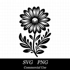 the svg png commercial use flower is shown in black on a white background