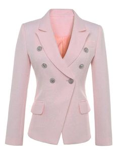 JOSÉPHINE Double-Breasted Blazer – ZCRAVE Double Blazer, Blazer Rose, Bianca Jagger, Luxe Boutique, Blazer Designs, Women Formals, Pink Blazer, Formal Business, Double Breasted Jacket