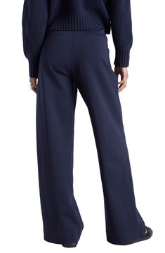 Cut from a wool-kissed blend, these staple pants go from desk to dinner with timeless ease. 30" inseam; 11 1/2" leg opening; 11" front rise; 16" back rise Zip fly with hook-and-bar closure Front slant pockets; back welt pockets 60% polyester, 35% wool, 5% elastane Machine wash, tumble dry Imported Business Casual Straight Dress Pants With Pull-on Style, Elegant Wide Leg Pull-on Pants For Work, Tailored Full Length Wide Leg Fall Pants, Chic Wool Straight Leg Bottoms, Tailored Wide-leg Dress Pants For Fall, Relaxed Fit Wide Leg Dress Pants For Fall, Relaxed Fit Dress Pants For Business Casual, Relaxed Fit Full Length Dress Pants For Business Casual, Stretch Wide Leg Full-length Pants With Welt Pockets