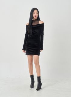 Product Detail Get inspired by KPOP and Korean fashion with our Velvet Off-Shoulder Mesh Neck Mini Dress BD23. Designed for women who love to make a statement, this dress features a sexy off-shoulder style and mesh neckline. Perfect for party wear, this dress offers a slim fit that flatters your figure. Upgrade your fashion game with BLACKPINK, NewJeans, TWICE and other KPOP stars' fashion inspiration. Style : Sexy Occasion : Party wear Material : Polyester, Spandex, Mesh, Velvet Sleeve : Long s Nye Dress, Velvet Sleeve, Stars Fashion, Off Shoulder Fashion, Stiletto Boots, Inspiration Style, Fashion Games, Polyester Spandex, Get Inspired