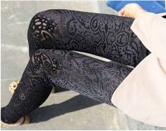 Product-hugerect-410872-56587-1417691829-0fe3b768c8dba044ef3a16efbab8874b_original Celana Fashion, Black Velvet Leggings, Luxe Boutique, Lace Leggings, Heart Clothes, Lace Tights, Ankle Length Leggings, Patterned Tights, Velvet Leggings