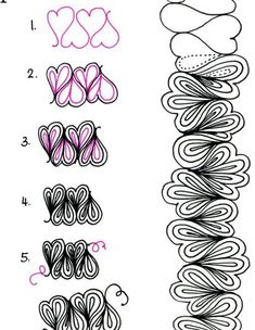 how to draw swirls in the shape of hearts with numbers and letters on it