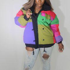 Vintage 90's Jacket Style~ This Jacket Is Beyond Cool!!! The Print Is Very Mondrian But The Fit Is Ultra Modern. Brand New Size: S Fits Small/Med Purple Patchwork Outerwear For Streetwear, Multicolor Patchwork Outerwear For Cold Weather, Casual Purple Outerwear For Cold Weather, Purple Long Sleeve Outerwear For Cold Weather, Long Sleeve Purple Outerwear For Cold Weather, 90s Style Patchwork Outerwear For Streetwear, Retro Purple Windbreaker For Fall, Retro Purple Outerwear For Spring, 90s Inspired Long Sleeve Fall Outerwear