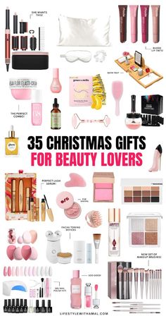 the christmas gifts for beauty lovers are on display in this advertiser's poster