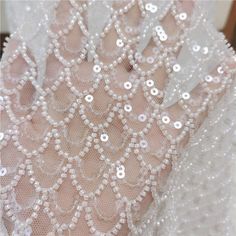 3D Beaded Mermaid scale with pearls sequins Lace Fabric Tulle Fabric Wedding Dress Costume Fabric Crocheted Gown 53'' Wide 1 yard X0302 ♥This listing is for 1 yard, if you need more, will send them in one continuous piece. ♥Width: 135cm, in inch:53.14'' ♥Wholesale acceptable! ♥If you want more, please feel free to send me a message. I will be glad to make custom listing for you! ♥Happy shopping here Fitted White Sequin Fabric With Rhinestones, White Fitted Sequin Fabric With Rhinestones, White Beaded Fitted Sequin Fabric, Wedding Dress Costume, Diy Tulle, Beaded Lace Fabric, Embroidered Lace Fabric, Wedding Dress Fabrics, Childrens Dress