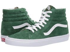 Vans SK8-Hi™ | Zappos.com Classic Green Skate Shoes For Streetwear, Green Suede Skate Shoes For Streetwear, Green Suede Skate Shoes With Gum Sole, Vans Suede Skate Shoes With Round Toe, Classic Suede Sneakers For Skateboarding, Green Leather Skate Shoes, Green Leather Skate Shoes For Skateboarding, Sporty Suede Vans Skate Shoes, High-top Suede Sneakers For Skateboarding