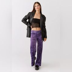 Nwt Uo Isla Velvet Burnout Pant Newww Color: Purple Motif Uo Pants In A Velvet Burnout Material. Low-Rise Fit With A Very Slight Dip In The Waistband Plus A Drapey Wide Leg. Topped With An Extra-Wide Waistband. Find It Only At Urban Outfitters. Features - Burnout Velvet Trousers From Uo - Low-Rise Silhouette With A Lose And Relaxed Leg That Hits Just Below The Ankle - Double-Button Closure; Zip Fly - Uo Exclusive Content + Care - 52% Polyester, 37% Nylon, 11% Spandex - Machine Wash - Imported Si Orange Velvet Pants, Purple Velvet Pants, Color 2025, Ghost Whisperer, Velvet Burnout, Burnout Velvet, Velvet Trousers, Orange Velvet, Urban Outfitters Pants