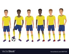 a group of soccer players in different poses