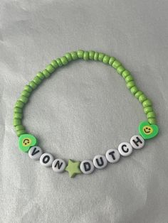 💚 Charli XCX friendship bracelet - Von Dutch 💚 Perfect for the Brat tour or as a gift 💚 Brat green beads, neon green heart smiley face bead, green star and black letters 💚 Comes beautifully wrapped Handmade Green Heart-shaped Bracelet, Trendy Green Name Bracelet For Gift, Green Heart-shaped Bracelet For Gift, Customizable Green Bracelet Jewelry, Customized Trendy Green Jewelry, Green Name Bracelet With Letter Beads, Customized Adjustable Green Bracelets, Customized Adjustable Green Beaded Bracelets, Adjustable Green Heart-shaped Beaded Bracelets