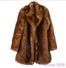 Material: Faux fur. Brown Faux Fur Coat, Faux Fur Collar Coat, Faux Fur Coats, Winter Outwear, Long Coat Women, Collar Coat, Fake Fur, Brown Coat, Fur Coats