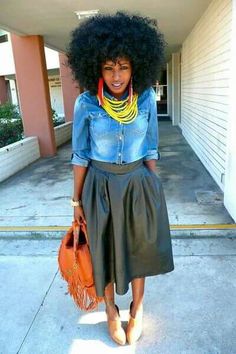 #FreshToDef Natural Haircuts, Denim Shirt Style, Wardrobe Space, Fashion Rules, Fashion Corner, Full Skirts, Sisterlocks, Natural Hair Inspiration