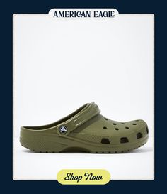 EVA/Water-friendly & buoyant/Ventilation ports add breathability/Pivoting heel straps/Iconic Crocs Comfort™: Lightweight. Flexible. 360-degree comfort./Not Eligible For Promotions | Only Ships Within The USA Sporty Green Clogs With Cushioned Footbed, Functional Clogs With Arch Support For Outdoor Activities, Synthetic Clogs With Arch Support For Outdoor Activities, Green Slip-resistant Slip-on Sandals, Green Slip-on Slip-resistant Sandals, Summer Clogs With Cushioned Footbed For Outdoor Activities, Summer Cushioned Clogs For Outdoor Activities, Casual Green Sports Clogs, Waterproof Clogs For Summer Outdoor Activities