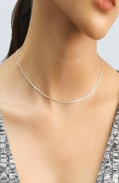 A snake chain of sterling silver adds slinky movement and liquid shine to your day-to-night looks. 18" length Sterling silver Made in Italy Snake Chain Necklace, Silver Snake Chain, A Snake, Night Looks, Snake Chain, Nordstrom Rack, Chain Necklace, In Italy, Nordstrom