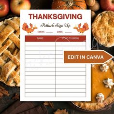 a thanksgiving sign up with pies and apples