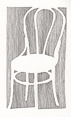 a black and white drawing of a chair