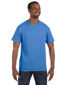 Adult 5.6 oz. DRI-POWER® ACTIVE T-Shirt - COLUMBIA BLUE - S | Jerzees Dri-Power Top in Columbia Blue Size Small | Cotton Polyester TXR, R, T Blank T Shirts, Columbia Blue, Carolina Blue, Men Short Sleeve, Custom Tshirts, Heavy Cotton, White Undershirt, Columbia, Cotton Tshirt