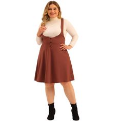 A plus size brand inspired by customer needs. It can suit you on various occasions, and show your perfect curves through appropriate tailoring, and the comfortable fabric allows you to enjoy a pleasant experience. This suspender skirt adopts a simple design style, showing fashion and elegance. It is an A-line dress that can easily cover the waist and hips, showing off a slender figure. Suit for school, dating, working, weekend, party, club, beach. You can also wear it from work to daily life. Th Line Dresses, Perfect Curves, Weekend Party, A Line Dresses, Plus Size Brands, Suspender Skirt, Overall Dress, Design Style, Suits You