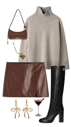 #outfitinspo Fashion Magazine Aesthetic, Magazine Aesthetic, Brown Leather Skirt, Chique Outfit, Leather Skirt Outfit, Looks Pinterest, Couture Runway, Pinterest Outfits, Cute Everyday Outfits