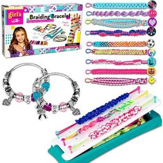 the box contains bracelets, hair clips and other items for girls to make their own jewelry