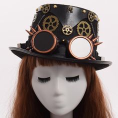 Add a touch of eccentricity to your outfit with the Mad Hatter Steampunk Top Hat. An ultra stylish and original steampunk hat, which will be perfect for your costume parties or on the theme of steampunk. Find without further ado the Mad Hatter Top Hat piece with its chains and its ultra classy leather band. Be comfortable: enjoy high-quality materials For events: Steampunk, Gothic, Victorian ⚙️ Ultra-original hat: Chains, goggles and leather bands. Vintage Steampunk Style: unique details, classy Steampunk Costume Accessories For Carnival Cosplay, Steampunk Costume Accessories For Cosplay Carnival, Steampunk Fitted Brimmed Top Hat, Novelty Costume Hat With Adjustable High Crown, Steampunk Halloween Costume Accessories, Novelty Adjustable High Crown Costume Hat, Steampunk Headpiece For Halloween Cosplay, Black Steampunk Top Hat For Alternative Fashion, Steampunk High Crown Costume Accessories For Cosplay