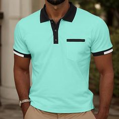 Season:Summer,Spring; Fabric:Cotton Blend; Sleeve Length:Short Sleeve; Gender:Men's; Style:Fashion; Elasticity:Micro-elastic; Tops Type:Golf Shirt,Polo; Occasion:Business,Casual; Details:Only tops; Fit Type:Regular Fit; Pattern:Solid Color; Design:Pocket,Button; Neckline:Ribbed Polo Collar; Listing Date:04/09/2024; Quantity:1pc Summer Polo Shirt With Button Closure And Casual Collar, Summer Casual Collar Polo Shirt With Button Closure, Fitted Polo Shirt With Pockets For Summer, Fitted Summer Polo Shirt With Pockets, Black Summer Polo Shirt With Button Closure, Solid Color Summer Polo Shirt With Pockets, Black Polo Shirt With Button Closure For Summer, Summer Solid Polo Shirt With Pockets, White Polo