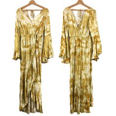 In Excellent Condition! No Visible/Known Flaws. Nwt! Approximate Measurements (Flat) Chest: 21" Waist: 12" (Elastic) Length: 53" Material: 100% Viscose Care: Hand Wash Cold, Line Dry B633 Yellow Bohemian Maxi Dress For Fall, Long Gold Maxi Dress For Summer, Mustard Bohemian Maxi Dress, Bohemian Gold Maxi Dress With Long Sleeves, Bohemian Gold Maxi Dress For Summer, Flowy Yellow Maxi Dress For Fall, Mustard Bohemian Flowy Dress, Fitted Yellow Bohemian Dress, Yellow Flowy Long Dress