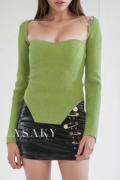 Lasaky - Womens Knit Off-Shoulder Sweater Slim Sweater, Y2k Clothes, Off Shoulder Sweater, Knitted Tops, Bottoming Shirt, Spring Shirts, Women Sleeve, Solid Clothes, Sleeves (women)