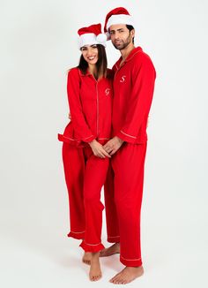 "Christmas Custom Pjs, Matching Red Cotton Pjs, Personalized Pjs, Mr and Mrs Pajamas, Xmas Pyjamas, Xmas gifts, Red Custom Pjs-ruffled Get ready for a cozy and festive holiday season with our Christmas family matching cotton pajamas! Crafted from luxurious satin fabric, these pajamas offer both comfort and style. Each set includes pajamas for every family member, from adults to kids, ensuring that everyone can join in on the matching fun.  Whether you're unwrapping gifts or enjoying a hot cocoa Red Christmas Pajama Party Set, Red Sleep Sets For Christmas, Red Long Sleeve Bedtime Sets, Red Christmas Sleepwear For Bedtime, Red Holiday Sleepwear For Sleepover, Red Holiday Sleepwear For Sleepovers, Red Holiday Loungewear Sets, Red Christmas Pajama Party Sleepwear, Red Christmas Sleepwear For Pajama Party