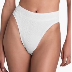 Nwt Waist - 10in White Seamless Swimwear For Vacation, White Seamless Swimwear For Beach, White Seamless Summer Bottoms, White Beachwear Bottoms For Pool, White Summer Bottoms For Pool, White High-cut Leg Bottoms For Summer, High Waist White Swimwear For Vacation, White High Waist Swimwear For Beach Season, White High-waist Swimwear For Beach Season